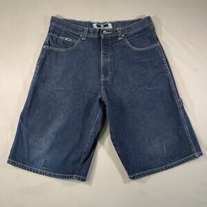 VTG Southpole Denim Jean Shorts Size 34 Baggy Blue Grunge Embroidered Y2K
